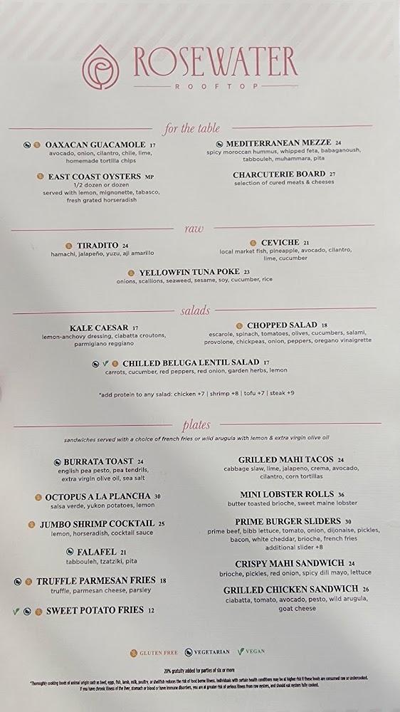 Rosewater Rooftop by Akira Back Menu image 1